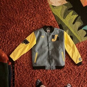 Adidas Gray and Yellow Varsity Jacket
